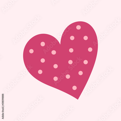 Flat icon heart with dots isolated on rose background. Vector illustration.