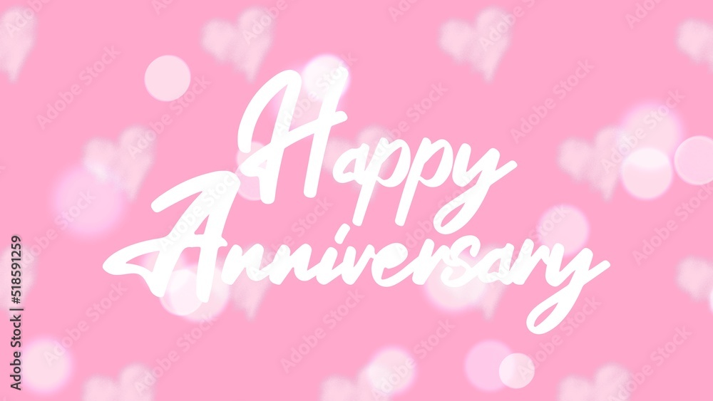 Naklejka premium Happy Anniversary writing with heart background, colorful, cheerfull, invitation card, celebration banner
