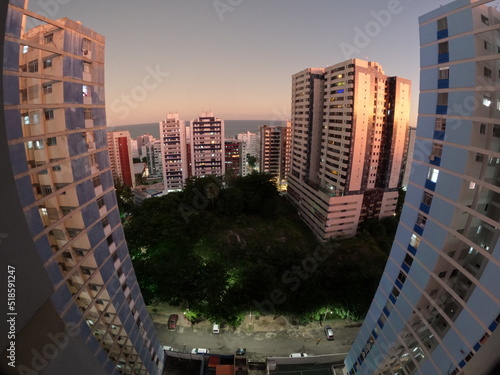 Vista da cidade de Salvador, bairro da Pituba, no horário do pôr do sol. photo