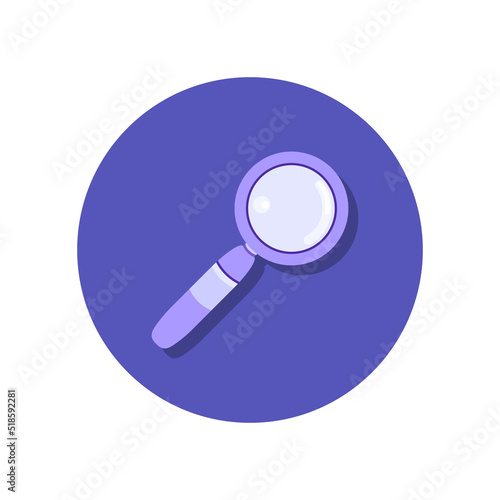 Magnifying glass icon flat vector illustration isolated on white background. Search, planning, test, analysis, webinar or online education concept. Can be used for web, banner, app or flyer