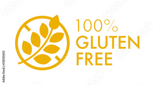 Gluten free vector label isolated on background for cafe menu; restaurant; t shirt; healthy food icon; natural organic nutrition tag; vegan product. 10 eps photo