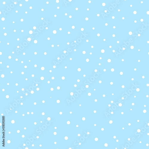 Abstract hand drown polka dots background. Blue dotted seamless pattern with white circles. Template design for invitation, poster, card, flyer, textile, fabric