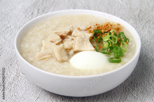 Fototapeta Freshly made Filipino food called Goto or rice porridge with ox tripe