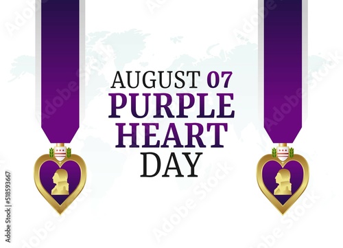 vector graphic of purple heart day good for purple heart day  celebration. flat design. flyer design.flat illustration.