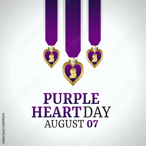 vector graphic of purple heart day good for purple heart day  celebration. flat design. flyer design.flat illustration.