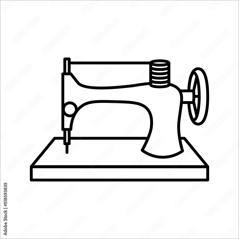 Sewing machine line icon, outline vector sign isolated on white background. Symbol, logo illustration. Editable
