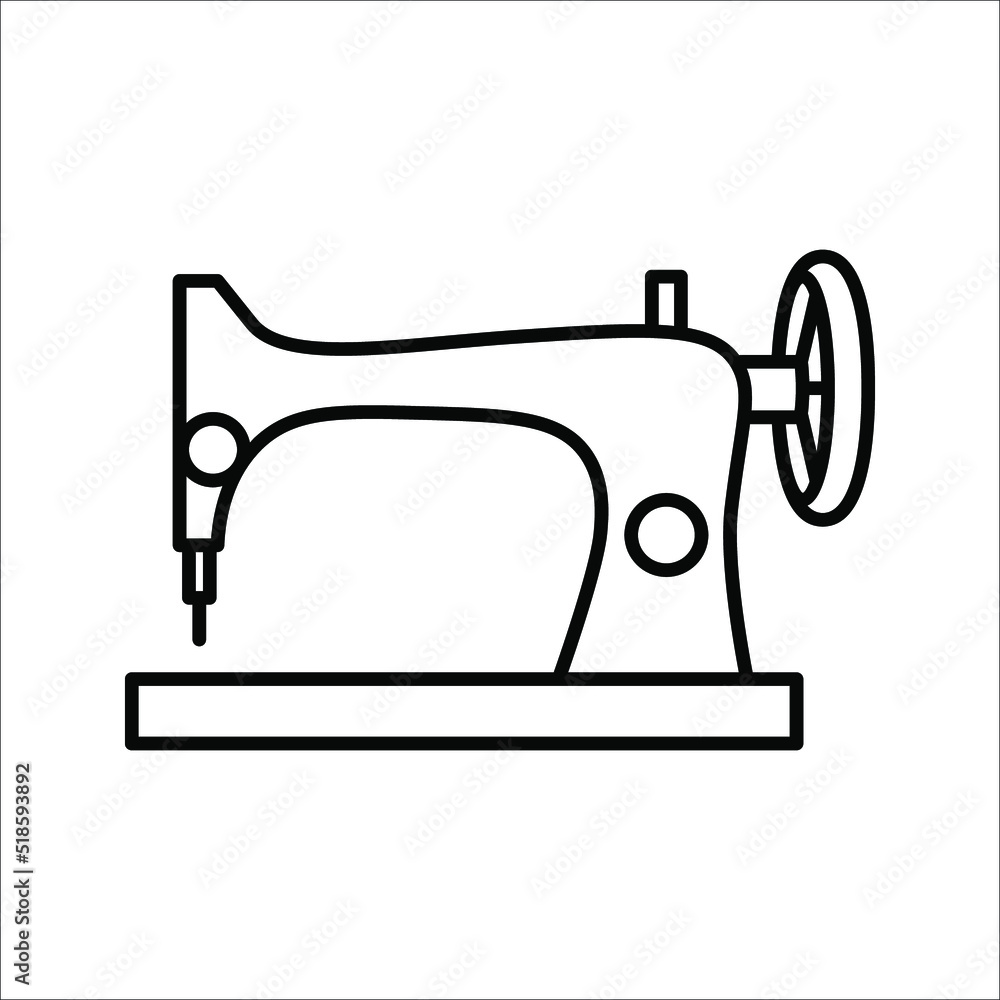Sewing machine line icon, outline vector sign isolated on white background. Symbol, logo illustration. Editable