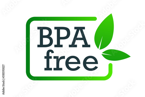 BPA free certificate label-no bisphenol A and no phthalates for safe food package stamp, check mark, non-toxic plastic, drinking water bottle, packaging plastic. Vector 10 eps
