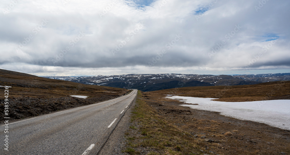 Asphalt road in the Lapland Mountains