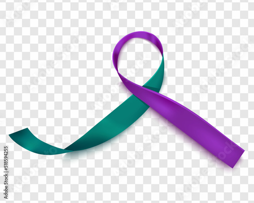 Green-purple ribbon on a transparent background.The International Last Day of Suicide Victims is celebrated every year in November.Vector illustration.
