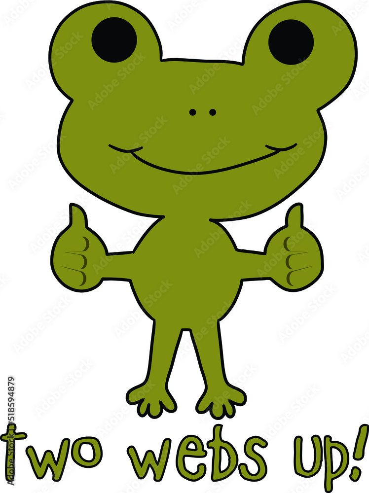 Obraz premium Happy Frog with Two Webbed Thumbs Up