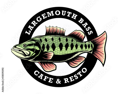 largemouth bass cafe and resto emblem style logo vector photo