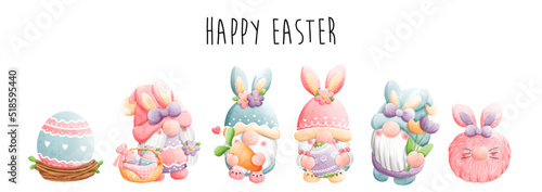 Happy Easter with gnomes. Vector illustration