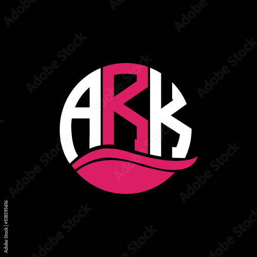 ARK logo monogram isolated on circle element design template, ARK letter logo design on black background. ARK creative initials letter logo concept. ARK letter design.
