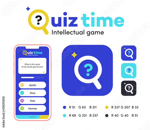 Quiz vector sign app template for competition, exam, smart show, kids game, interview. Quiz icon. Answer question symbol. Illustration 10 eps