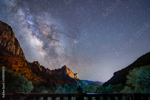 Fotografija Zion National Park stars & milky way over the Watchman
