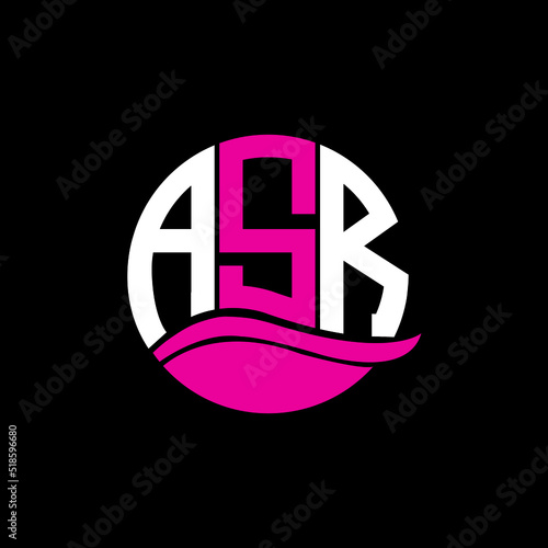 ASR logo monogram isolated on circle element design template, ASR letter logo design on black background. ASR creative initials letter logo concept. ASR letter design.
 photo