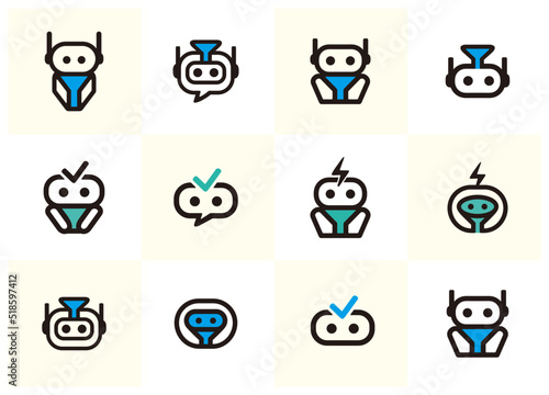 Funnel Chat Bot logo design vector set
