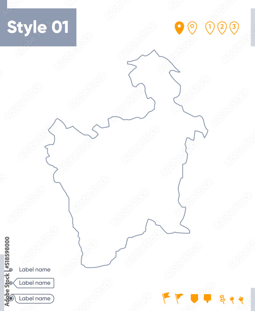 Potosi, Bolivia - stroke map isolated on white background. Outline map. Vector map