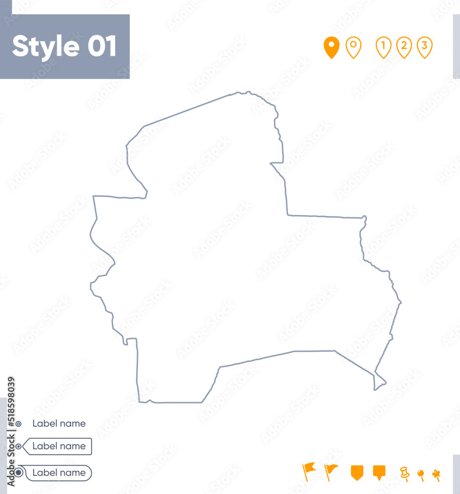 Obraz premium Santa Cruz, Bolivia - stroke map isolated on white background. Outline map. Vector map