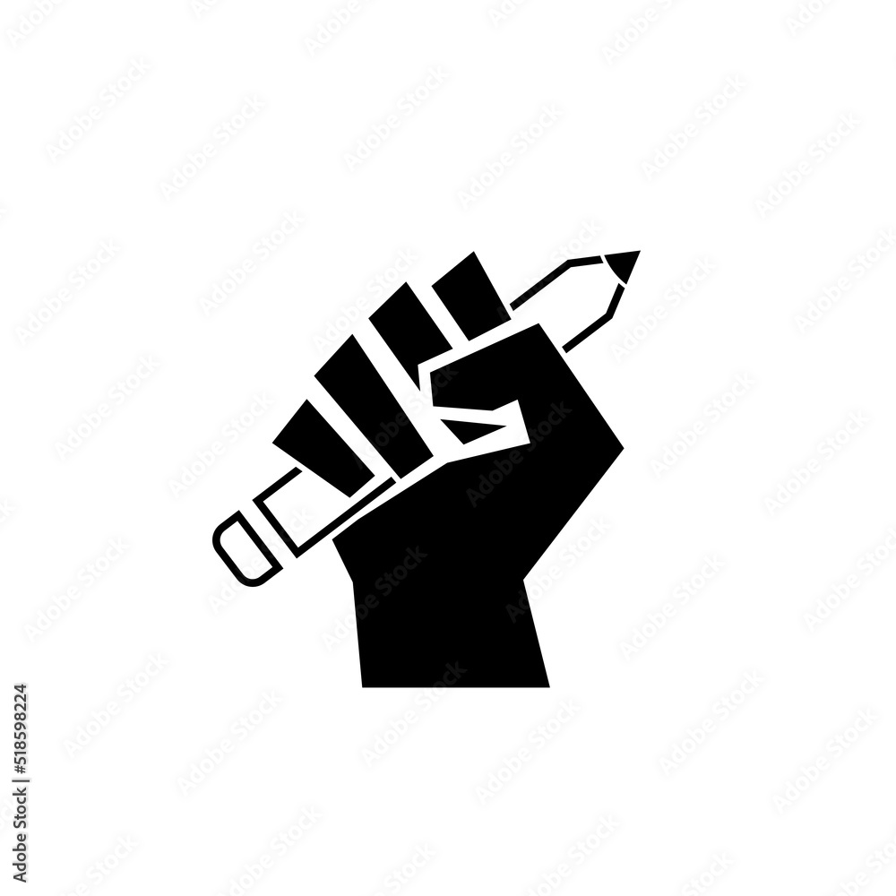 Hand holding a pen icon isolated on white background Hand holding a pen icon isolated on white background