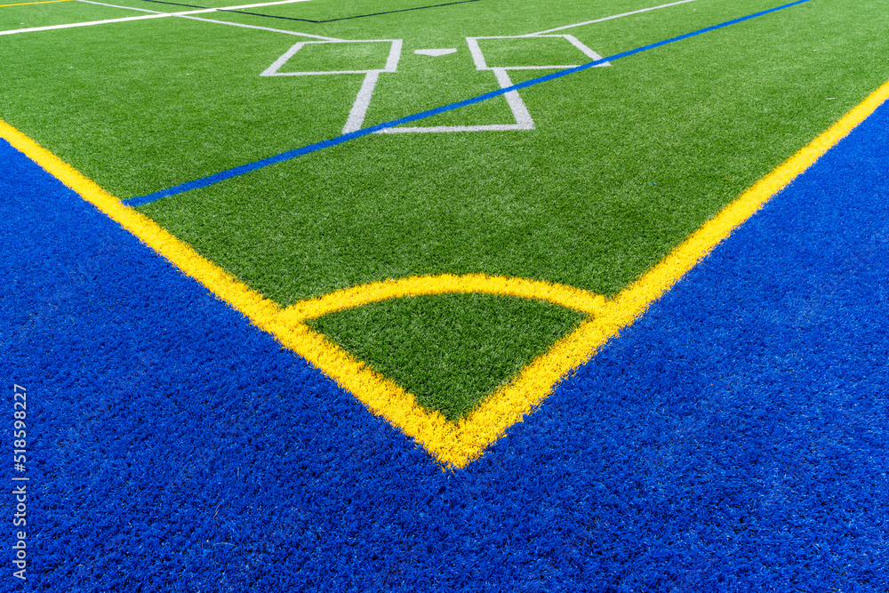 Synthetic turf multi sport field with soccer, football, lacrosse and