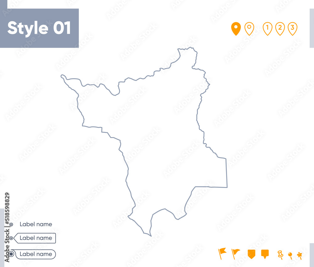 Roraima, Brazil - stroke map isolated on white background. Outline map. Vector map Roraima, Brazil - stroke map isolated on white background. Outline map. Vector map