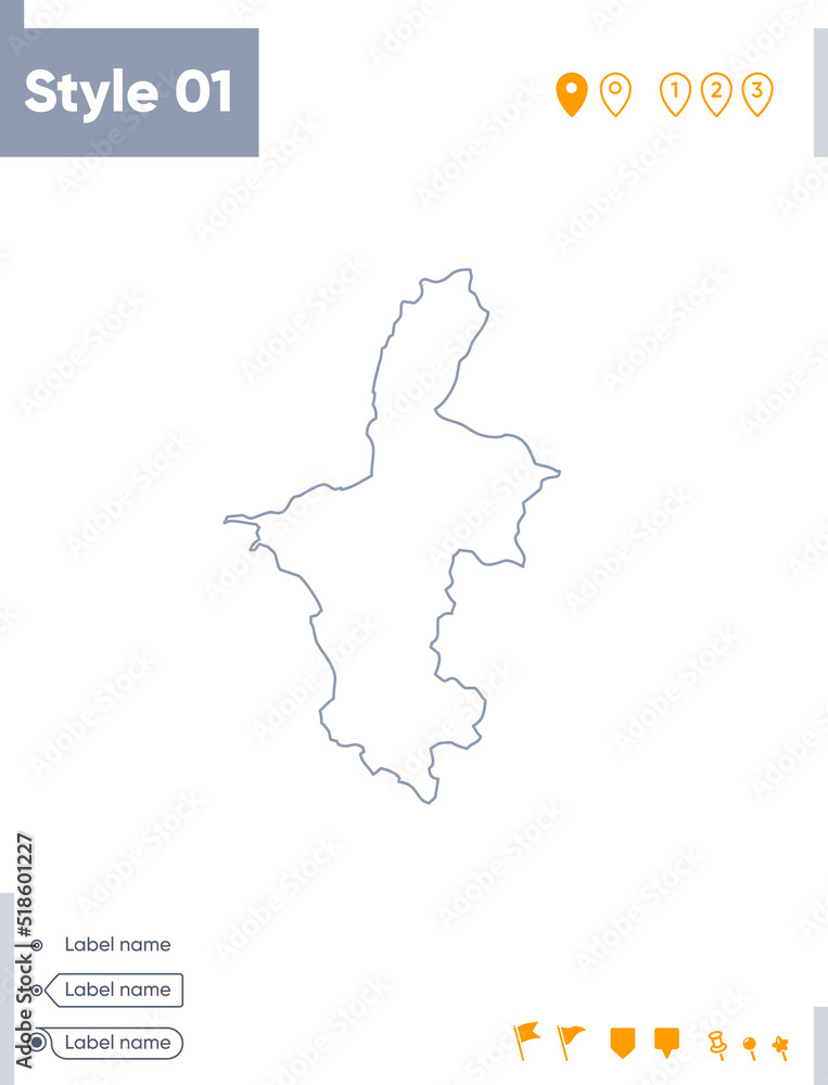 Ningxia, China - stroke map isolated on white background. Outline map. Vector map