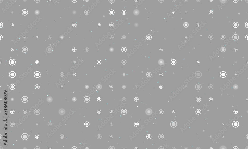Seamless background pattern of evenly spaced white radio button symbols of different sizes and opacity. Vector illustration on grey background with stars Seamless background pattern of evenly spaced white radio button symbols of different sizes and opacity. Vector illustration on grey background with stars