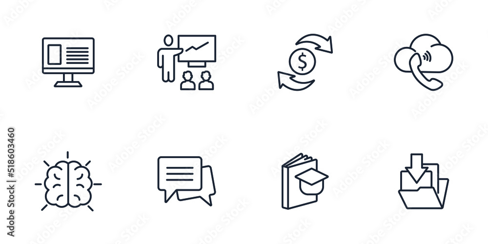 e-learning icons set .  e-learning pack symbol vector elements for infographic web