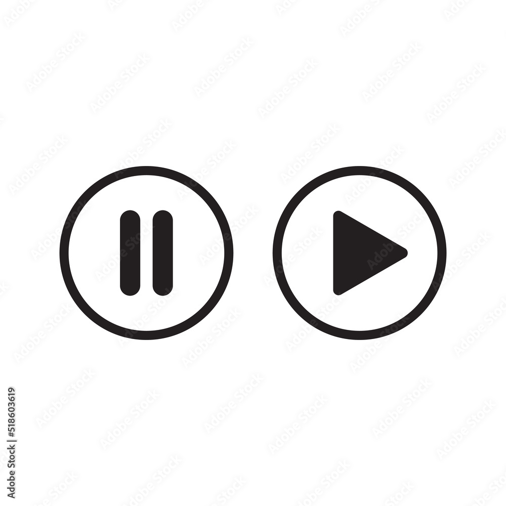 Set of Stop, pause and play icon, interface media button, internet player video symbo Set of Stop, pause and play icon, interface media button, internet player video symbo