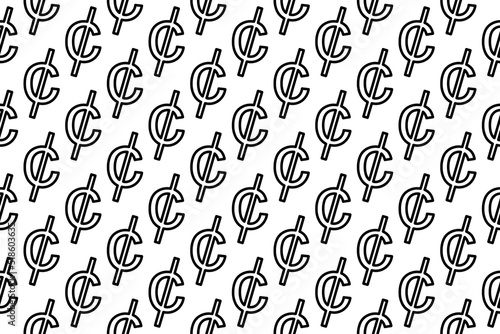 Seamless pattern completely filled with outlines of cent symbols. Elements are evenly spaced. Vector illustration on white background