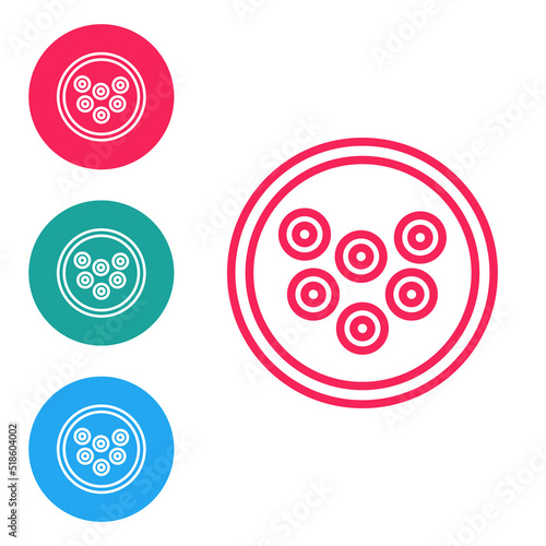 Red line Caviar on a plate icon isolated on white background. Set icons in circle buttons. Vector.