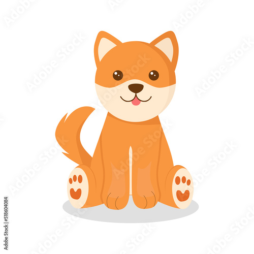 Cartoon dog sitting. Vector illustration in flat style