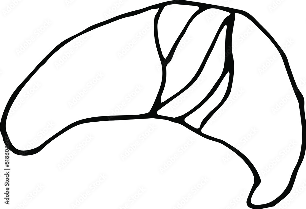 Hand drawn Croissant illustration. Hand-drawn. Hand-drawn doodles illustration.
Line art.