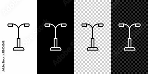 Isometric Street light system icon isolated on grey background. Blue square button. Vector