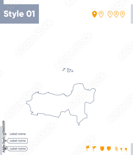 Central Java, Indonesia - stroke map isolated on white background. Outline map. Vector map