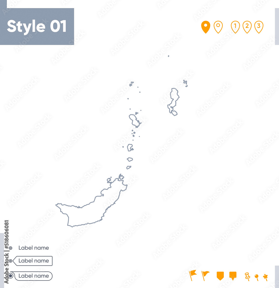 North Sulawesi, Indonesia - stroke map isolated on white background. Outline map. Vector map North Sulawesi, Indonesia - stroke map isolated on white background. Outline map. Vector map