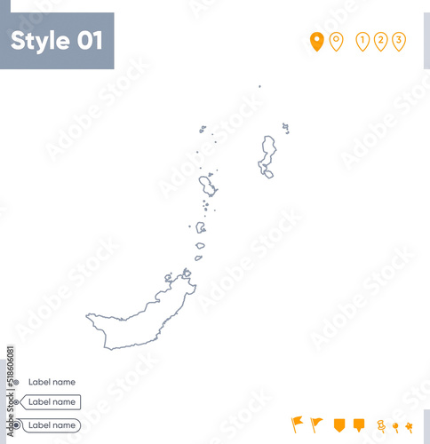 North Sulawesi, Indonesia - stroke map isolated on white background. Outline map. Vector map