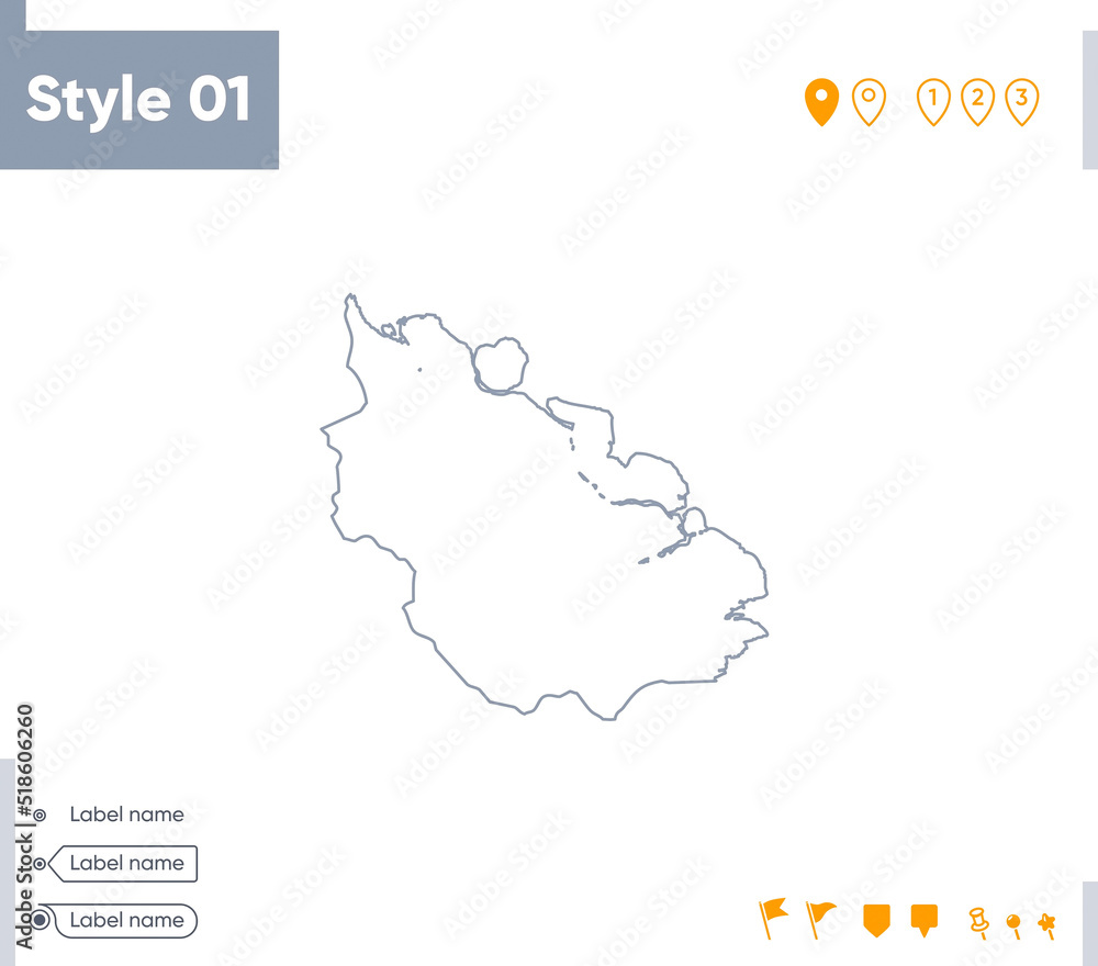 Fototapeta premium Riau, Indonesia - stroke map isolated on white background. Outline map. Vector map