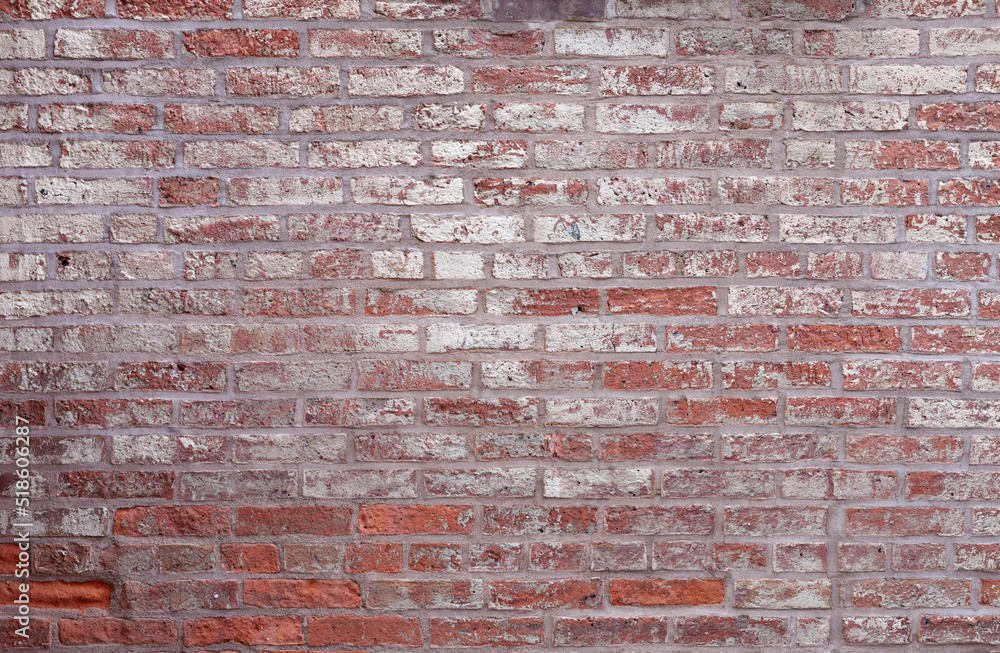 Fototapeta premium Old red and white brick wall texture background