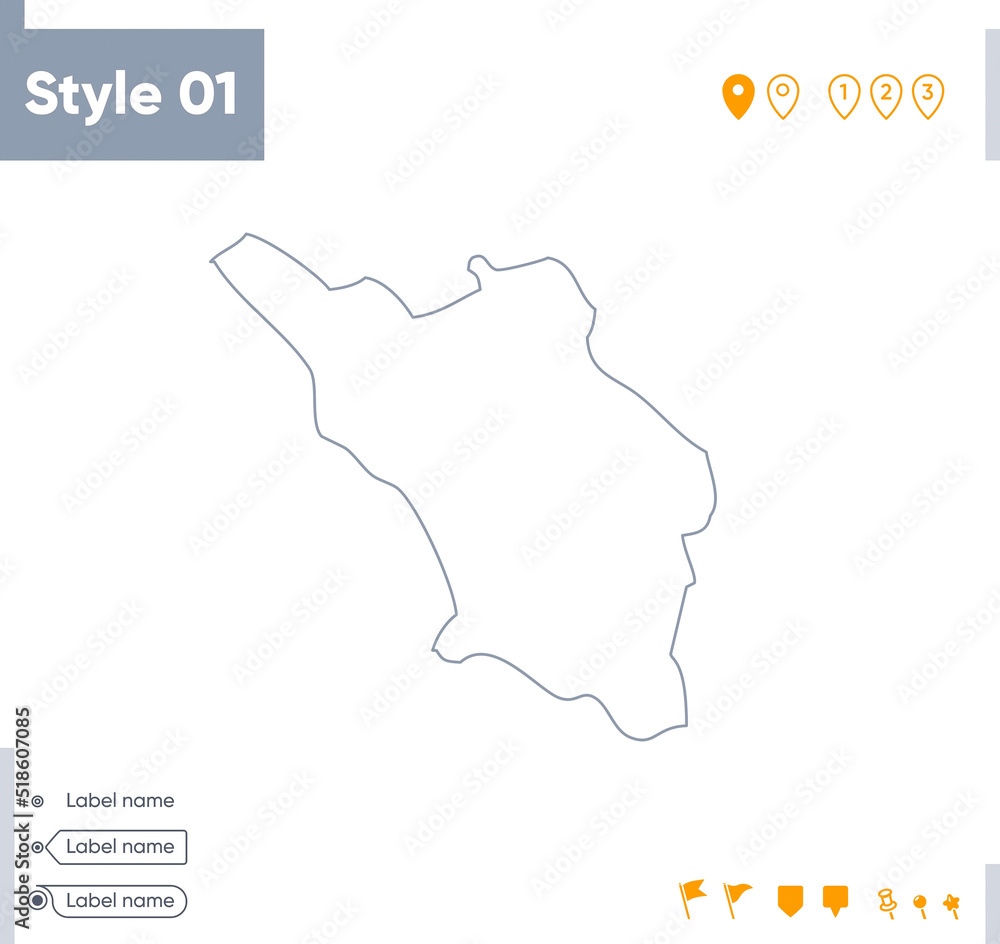 Chaharmahal And Bakhtiari, Iran - stroke map isolated on white background. Outline map. Vector map Chaharmahal And Bakhtiari, Iran - stroke map isolated on white background. Outline map. Vector map
