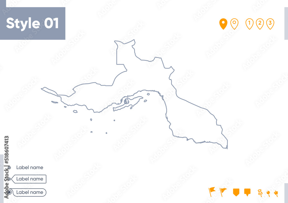 Fototapeta Hormozgan, Iran - stroke map isolated on white background. Outline map. Vector map