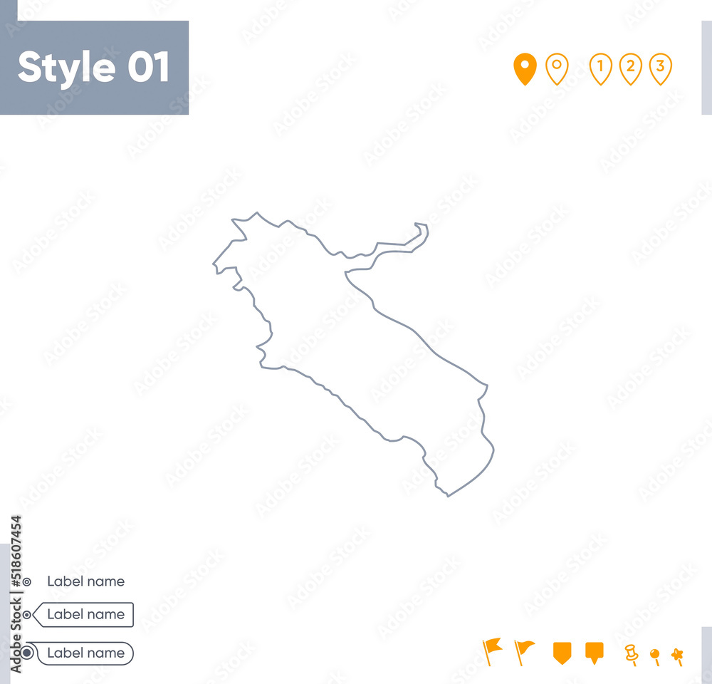 Ilam, Iran - stroke map isolated on white background. Outline map. Vector map Ilam, Iran - stroke map isolated on white background. Outline map. Vector map