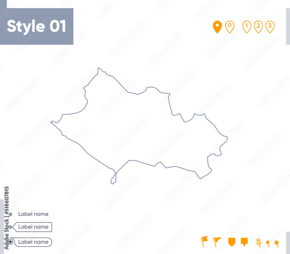 Lorestan, Iran - stroke map isolated on white background. Outline map. Vector map Lorestan, Iran - stroke map isolated on white background. Outline map. Vector map