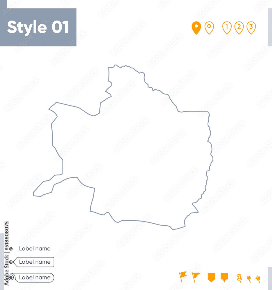Razavi Khorasan, Iran - stroke map isolated on white background. Outline map. Vector map Razavi Khorasan, Iran - stroke map isolated on white background. Outline map. Vector map
