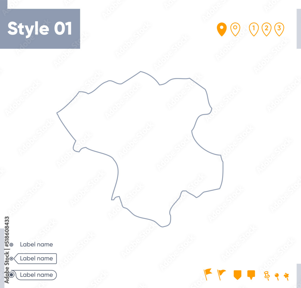 Fototapeta premium Zanjan, Iran - stroke map isolated on white background. Outline map. Vector map