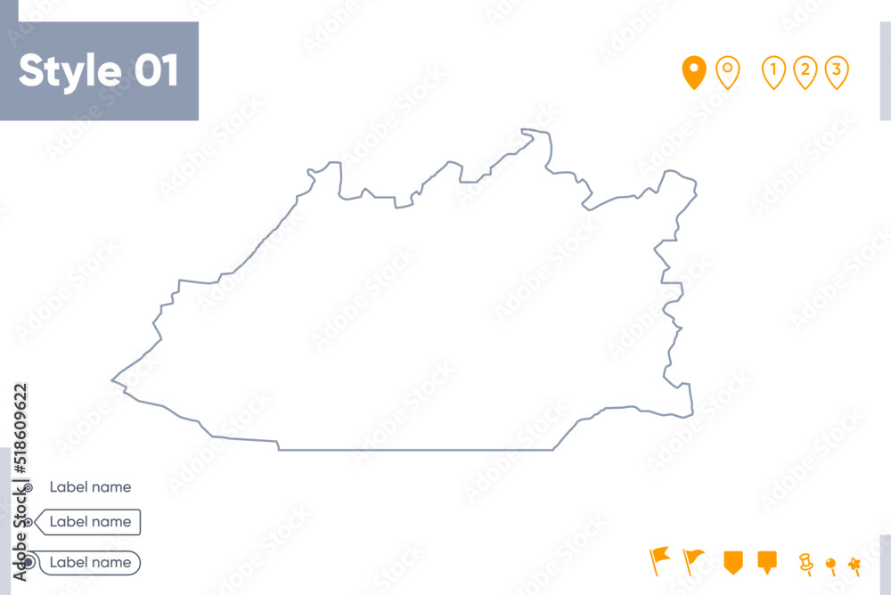 Karaganda, Kazakhstan - stroke map isolated on white background. Outline map. Vector map