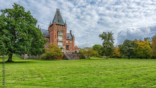 Trollenas castle in the Eslov region of Southern Sweden during the day in autumn photo