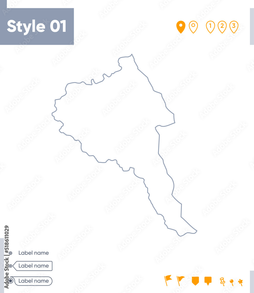 Bayan Olgii, Mongolia - stroke map isolated on white background. Outline map. Vector map